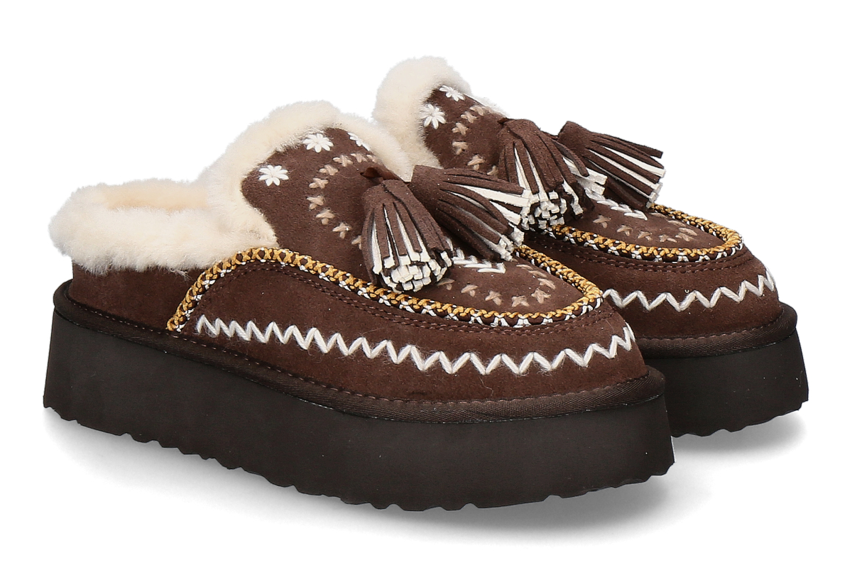 Nan-Ku Couture Pantolette gefüttert DFH15 - coffee/ mittelbraun