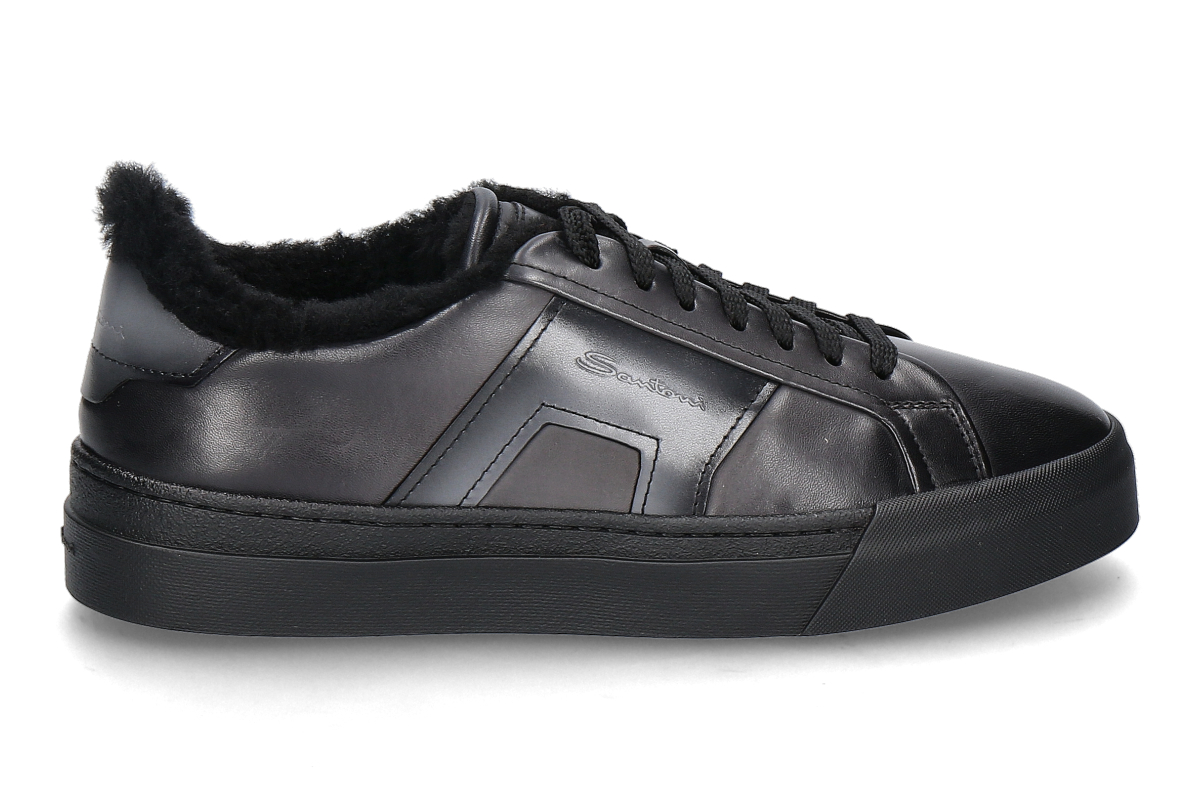 Santoni Herren- Sneaker gefüttert DOUBLE BUCKLE- grau/schwarz