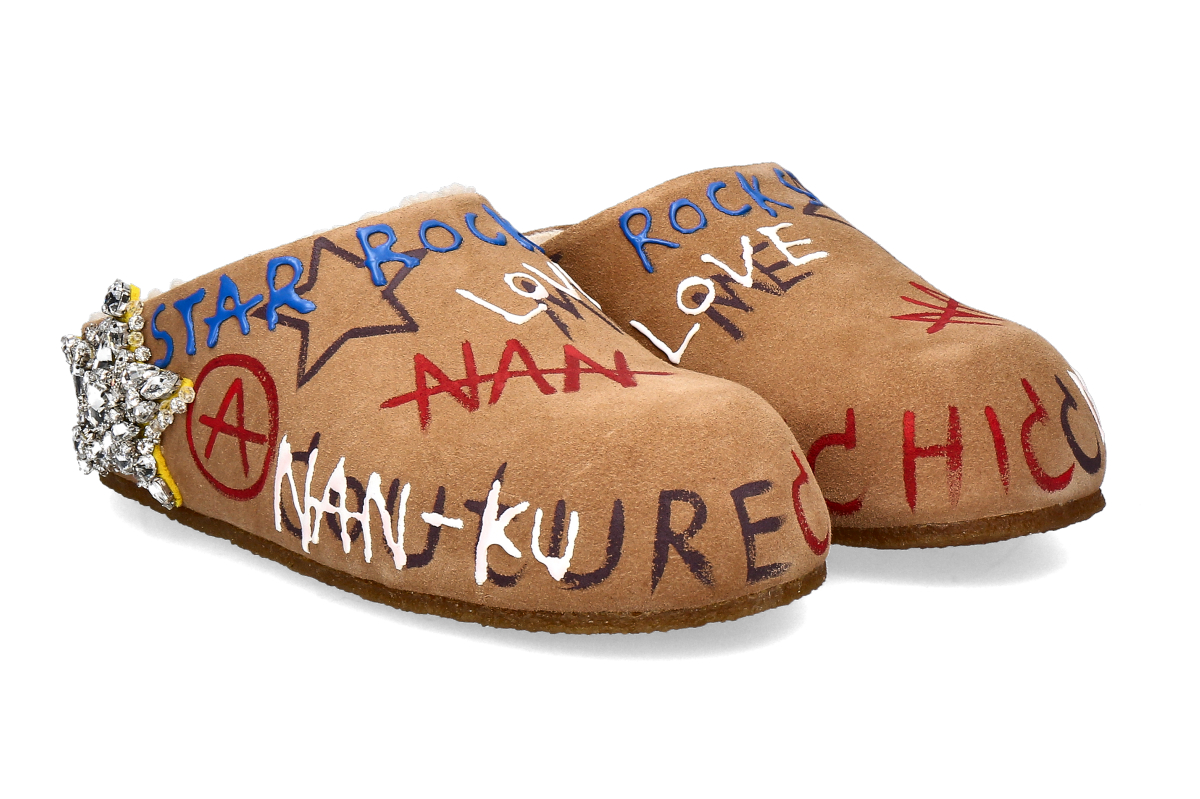 Nan-Ku Couture Pantolette gefüttert EFS08 - camel/hellbraun