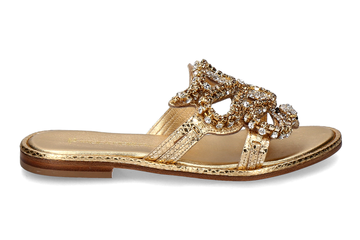 Paola Fiorenza Pantolette PELLE SNAKE- gold