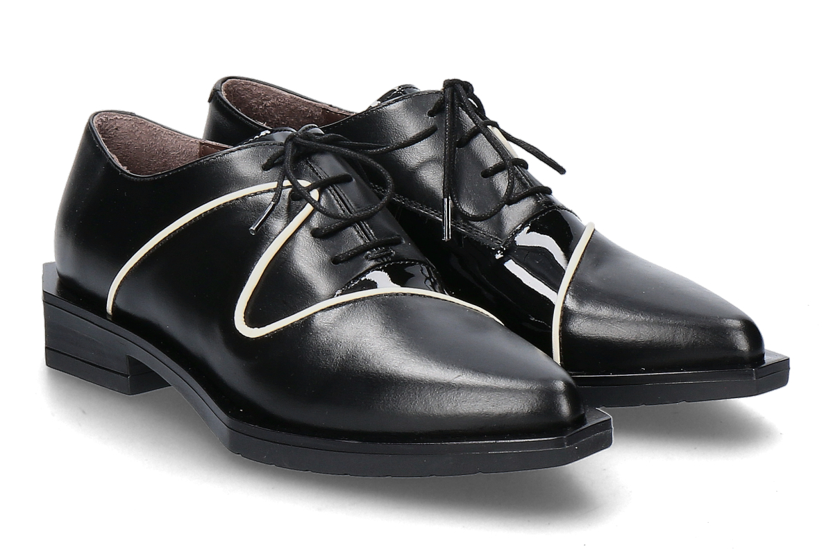 Le Bohémien Schnürschuh G02 VITELLO VERNICE- nero/ off-white