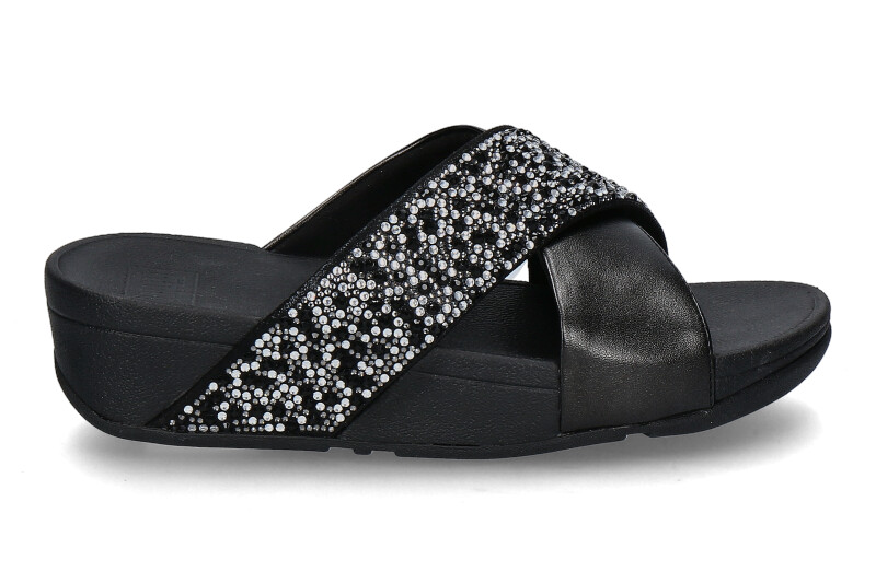 Fitflop Pantolette LULU CRYSTAL-MIX METALLIC CROSS- all black/schwarz
