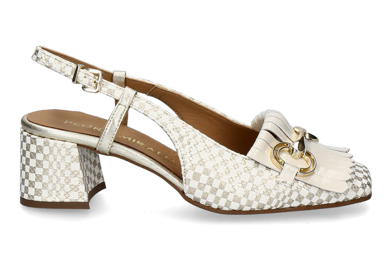 Pedro Miralles Slingpumps PYTON SQUARE- blanco/platino