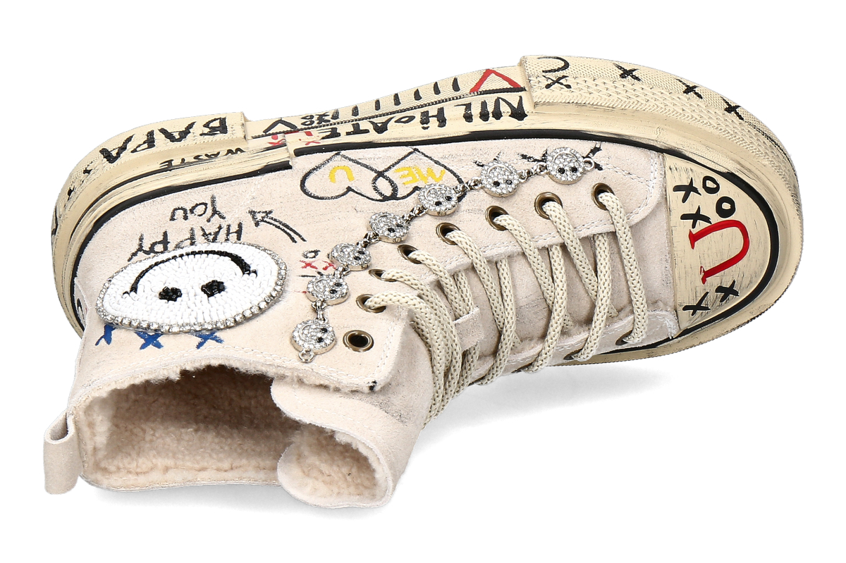 Nan-Ku Couture High Top Sneaker gefüttert SKATER SMILEY - beige_232400156_5