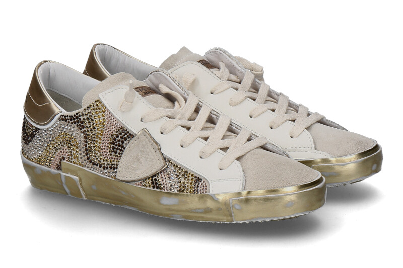 Philippe Model Damen- Sneaker PRSX OPTICAL DIAMANT- beige/gold