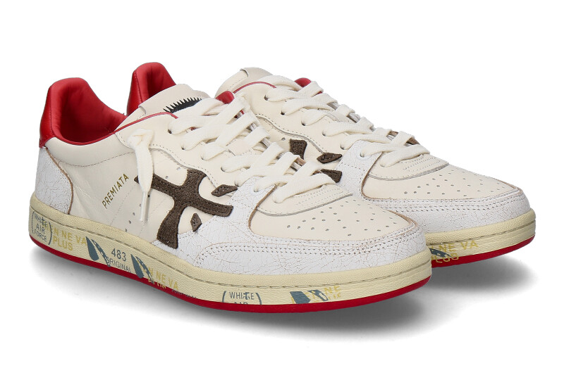 Premiata Herren- Sneaker BSKT CLAY 6777- off white/red
